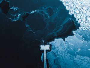 Preview wallpaper lake, ice, aerial view, pier, frozen