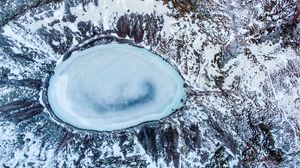 Preview wallpaper lake, ice, aerial view, winter, landscape