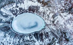 Preview wallpaper lake, ice, aerial view, winter, landscape