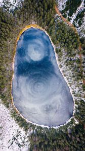 Preview wallpaper lake, ice, aerial view, winter, frost