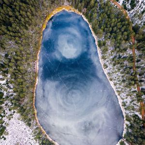 Preview wallpaper lake, ice, aerial view, winter, frost