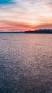 Preview wallpaper lake, ice, frozen, sunset, landscape