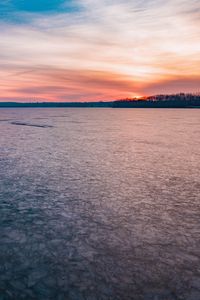 Preview wallpaper lake, ice, frozen, sunset, landscape