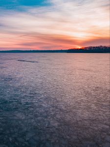 Preview wallpaper lake, ice, frozen, sunset, landscape