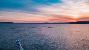 Preview wallpaper lake, ice, frozen, sunset, landscape