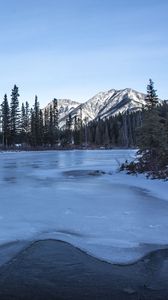 Preview wallpaper lake, ice, mountain, winter, landscape
