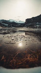 Preview wallpaper lake, ice, mountains, valley, landscape