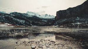 Preview wallpaper lake, ice, mountains, valley, landscape