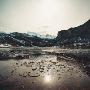 Preview wallpaper lake, ice, mountains, valley, landscape