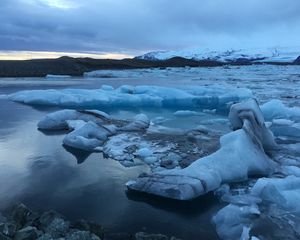 Preview wallpaper lake, ice, shards, winter, nature