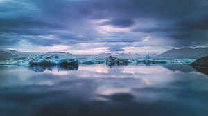 Preview wallpaper lake, ice, water, clouds, landscape