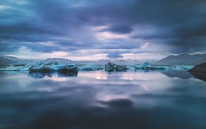 Preview wallpaper lake, ice, water, clouds, landscape