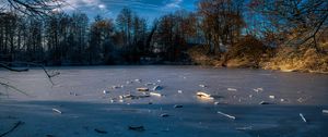 Preview wallpaper lake, ice, winter, forest, trees, nature