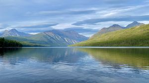 Preview wallpaper lake, island, trees, reflection, nature, landscape