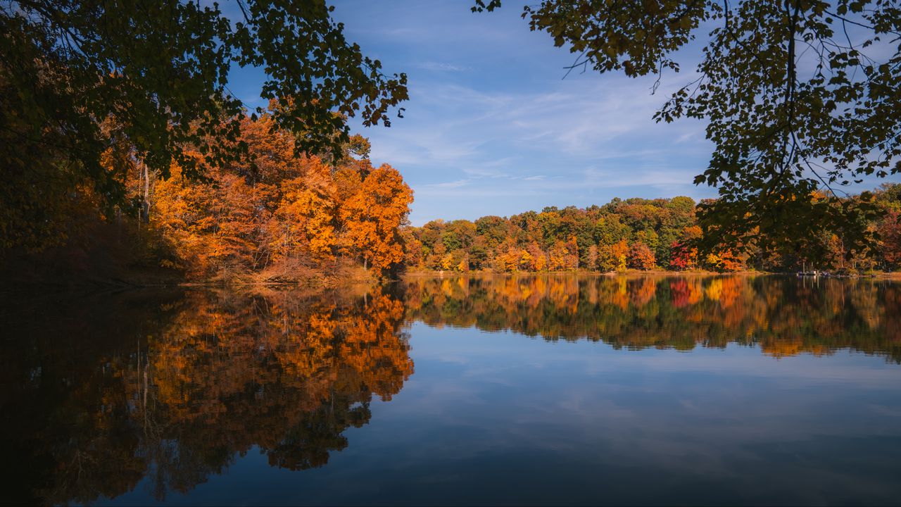 Wallpaper lake, landscape, autumn, trees, reflection