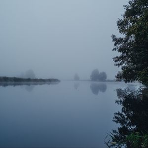 Preview wallpaper lake, landscape, fog, trees, nature