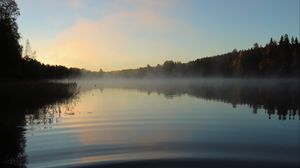 Preview wallpaper lake, landscape, forest, sky, silence