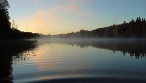 Preview wallpaper lake, landscape, forest, sky, silence