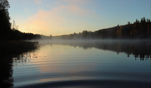 Preview wallpaper lake, landscape, forest, sky, silence