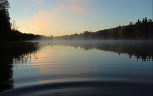 Preview wallpaper lake, landscape, forest, sky, silence