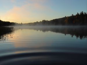 Preview wallpaper lake, landscape, forest, sky, silence