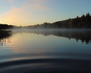 Preview wallpaper lake, landscape, forest, sky, silence