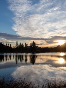 Preview wallpaper lake, landscape, nature, trees, reflection