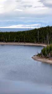 Preview wallpaper lake, landscape, trees, forest, shore