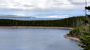 Preview wallpaper lake, landscape, trees, forest, shore