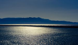 Preview wallpaper lake, light, night, hills