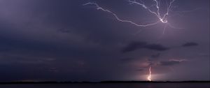 Preview wallpaper lake, lightning, sky, evening