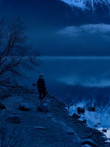 Preview wallpaper lake, loneliness, solitude, mountains, alaska