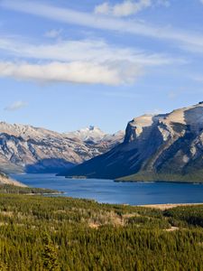 Preview wallpaper lake, mountain, forest, aerial view, landscape