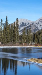 Preview wallpaper lake, mountain, ice, winter, landscape