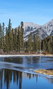 Preview wallpaper lake, mountain, ice, winter, landscape