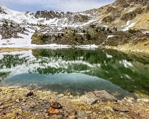 Preview wallpaper lake, mountain, reflection, slope, nature