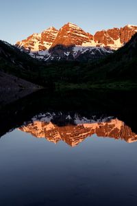 Preview wallpaper lake, mountain, reflection, dusk