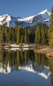 Preview wallpaper lake, mountain, shore, trees, landscape, canada