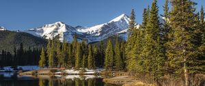 Preview wallpaper lake, mountain, shore, trees, landscape, canada