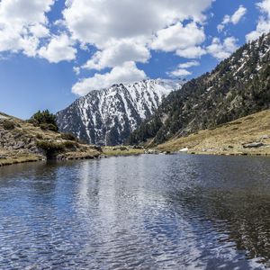 Preview wallpaper lake, mountain, slope, nature