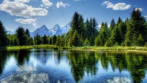 Preview wallpaper lake, mountain, tree, water, landscape