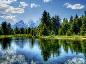 Preview wallpaper lake, mountain, tree, water, landscape