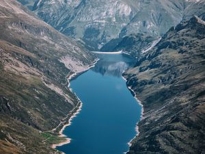 Preview wallpaper lake, mountains, aerial  view, landscape