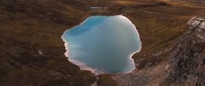 Preview wallpaper lake, mountains, aerial view, crater, water