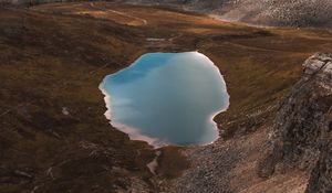 Preview wallpaper lake, mountains, aerial view, crater, water