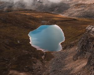 Preview wallpaper lake, mountains, aerial view, crater, water