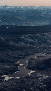 Preview wallpaper lake, mountains, aerial view, valley, landscape