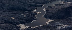 Preview wallpaper lake, mountains, aerial view, valley, landscape