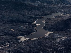 Preview wallpaper lake, mountains, aerial view, valley, landscape