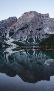 Preview wallpaper lake, mountains, boats, water, reflection